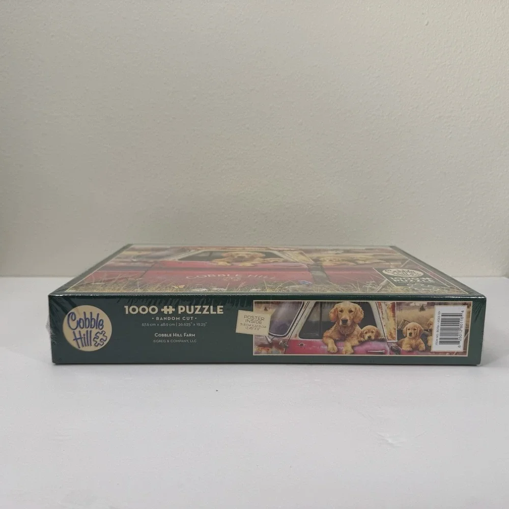 NIB Sealed Cobble Hill Jigsaw Puzzle Vintage‎ Truck Golden Retriever Dogs Puppy